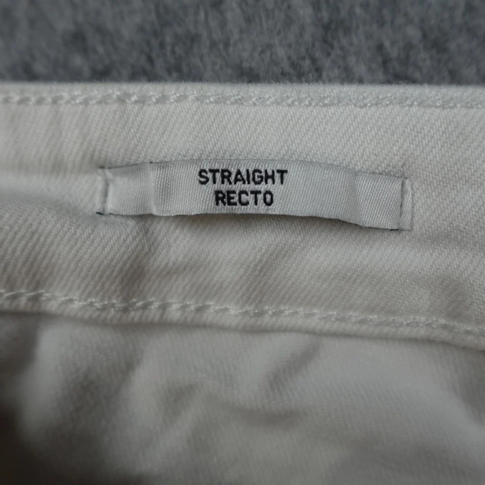 Ava & Viv Jeans Women 17 White Straight Button Fly Raw Hem High Waist Cuffed